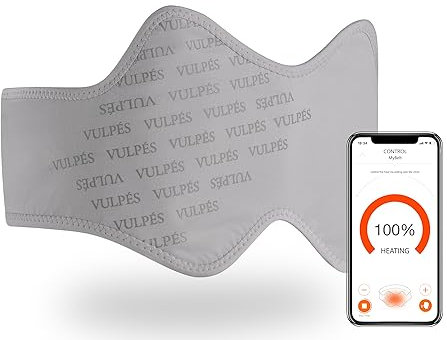 Vulpés HeatBelt PRO – Intelligenter Wärmegürtel für Rücken, Nieren und Becken | Organisches Bambus Material | Smartphone Steuerung | 5.000 mAh PowerBank | Entwickelt in Deutschland | M [90-120 cm]