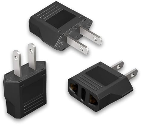 ZUOQIANG 3 Piezas Adaptador Enchufe Europeo a Americano, España a Estados Unidos, de Viaje Universal para USA/China/Japón/Canadá