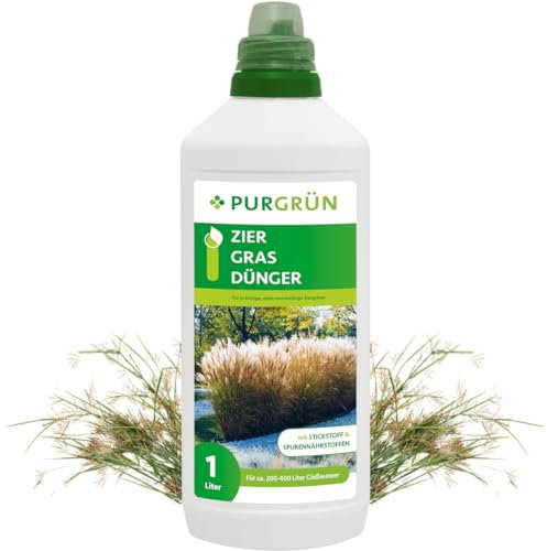 Purgrün® Ziergras-Dünger 1 Liter – Fördert schnelles, gesundes Wachstum – Hohe Widerstandskraft dank Kalium – Premium-Dünger mit Spurennährstoffen – Konzentrat für bis zu 200 Liter Gießwasser