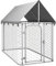 Gecheer Outdoor Dog Kennel and Run Large Dog House with Roof 200x100x150 cm Silver