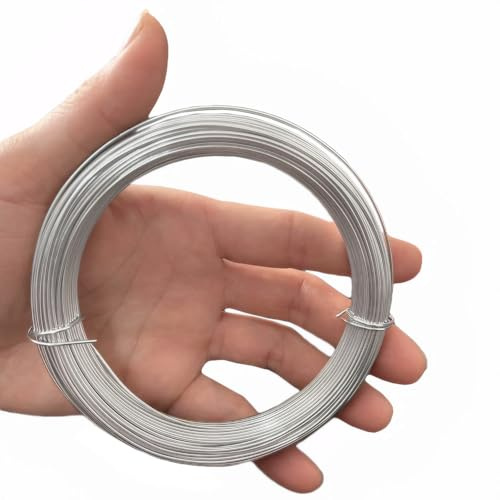 Bmeigo 2mm Craft Wire 15m, 59ft 12 Gauge Aluminum Wire Rolls Bendable DIY Beading Wires Flexible Metal for Bike Modelling, Sculpting, Craftings, Wrapping, Floral, Wreath, Jewelry Making