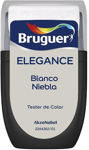 Bruguer ELEGANCE Pintura Monocapa ExtraMate, Paredes y Techos, Interior, Exterior protegido, Alta Durabilidad, UltraLavable, Resistente al Desgaste y Manchas Blanco Niebla 30 ml