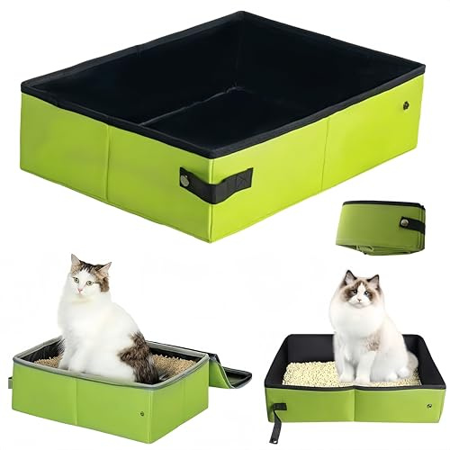 HJYDGJ - Arenero portátil y plegable para gatos, caja de arena plegable para gatos, resistente al agua, portátil de viaje, verde claro
