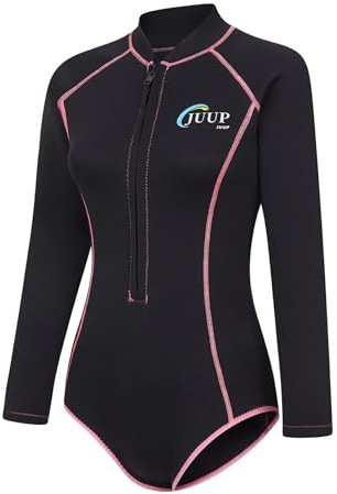 Yruioon Femme Combinaison en Néoprène 2.5mm Combinaison Thermique Maillot De Bain Manches Longues De Plongée Une Pièce Rashguard Snorkeling Surf Maillot Noir M