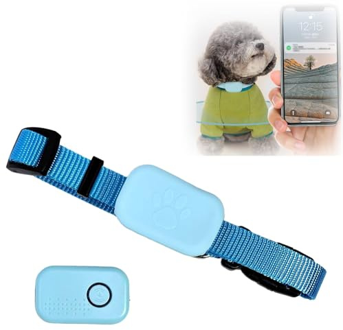 Générique Collier GPS Chat,Collier Traceur GPS pour Chat et Chien,Localisation en Temps Réel sans Abonnement,Compatible iOS/Android,Étanche IP67,Batterie Longue Durée CR2032 (Bleu, Petite Taille)