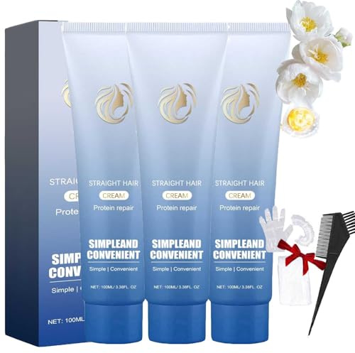 CrèMe Lissante ProtéInéE Correctrice,Effet 2 En 1 Lissant Et Soignant,Silk & Gloss CrèMe Capillaire Protein Correction,Lissage Rapide Nourrissant (3 pièces B, TAILLE 2020)