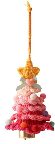 Campana de árbol de Navidad Tejida a Ganchillo, decoración navideña Colgante Tejida con Campanas Doradas, Colgante navideño para Puertas, Ventanas, Coronas, Fiesta