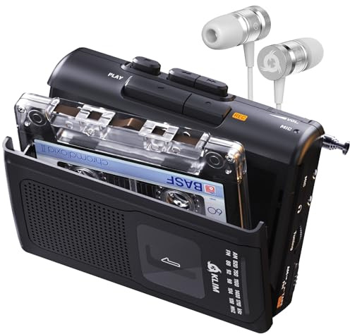 KLIM K8 Lettore Cassette Audio con le cuffie Fusion - Registratore Cassette - Lettore di Cassette - Radio Cassette Player AM/FM - Microfono e Altoparlante Integrati - Jack per Cuffie e Cuffie - Nero