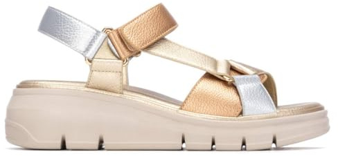 XTI - Sandalia Mujer Oro - Calzado Cómodo y Versátil - Moda casual - Modelo 14539801 (Talla 39)