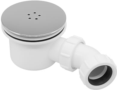 Chrome Shower Trap 90mm – Easy Clean Shower Waste Trap for Enclosure Trays – Replacement 90mm Shower Drain Cover with 1½ Outlet – Chrome Shower Tray Waste Trap