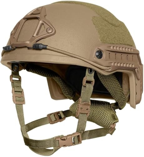 LZAQHMT Nivel IIIA Corte Alto Fast Casco Táctico con Rieles Laterales para Cubierta De Gafas Visión Nocturna Y Paneles Hook and Loop para Equipo Militar De Caza(Coyote Brown)