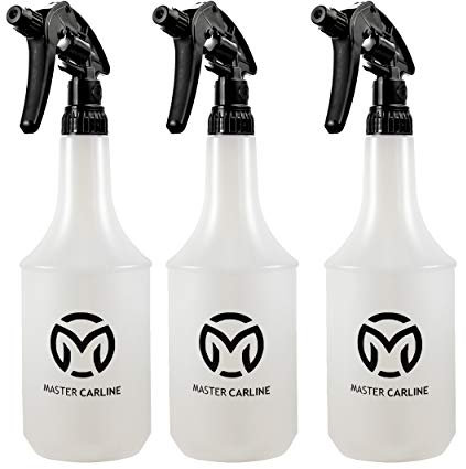 3 Stück Sprühflasche Leer 1l Chemie Beständig (Nicht für Säure, Silikonhaltige Oder Lösemittel) blumensprüher, Volumen 1 Liter, Transparent mit Profi Sprühkopf von Canyon CHS 3 A Star Trigger Sprayer