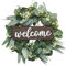LOMOHOO Eucalyptus Leaves Wreath for Front Door-18inches Farmhouse Wreath with Welcome Sign Festival Ornaments Home Decor |Spring Summer Decorating for Home Window Outdoor Use