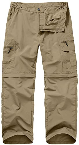Mens Hiking Pants Convertible Zip Off Lightweight Quick Dry Fishing Safari Camping Travel boy Scout Pants,6101,Khaki,38