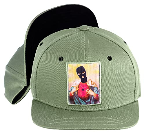 Nebelkind Casquette snapback pour homme et femme Iconic Icône vert olive avec masque tempête, taille unique, taille réglable, unisexe, haute qualité, style streetwear, casquette de baseball, visière