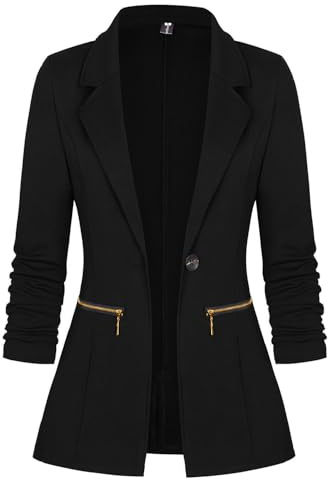 Genhoo Black Blazers for Women Casual Work Office Suit Jackets Blazers XXXL