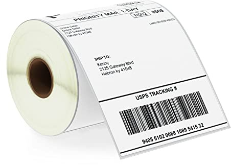 BETCKEY - 102mm x 152mm(4 in x 6 in) Perforadas Etiquetas Térmicas de Envío en Blanco Compatible con impresoras Zebra y otras [1 Rolle/250 Etiquetas]