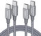 eyjiew USB C auf USB C Kabel [1.2m, 2-Stück], 60W USB -C Ladekabel Nylon Schnellladekabel Typ C Datenkabel für iPhone 16 Pro Max, iPhone 15 Pro, Galaxy S24 S23 A55 A25 A15 A71, MacBook Air, Pixel 9
