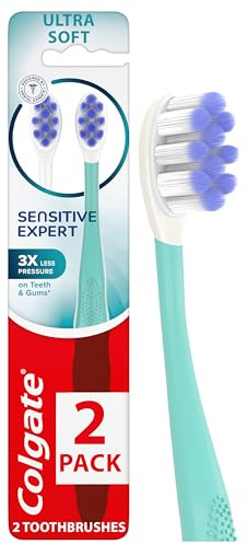 Colgate Sensitive Expert Ultra Soft Sensitive Toothbrush Pack, Extra Soft Toothbrush for Sensitive Gums and Teeth, Gently Cleans Teeth and Gums, 2 Pack