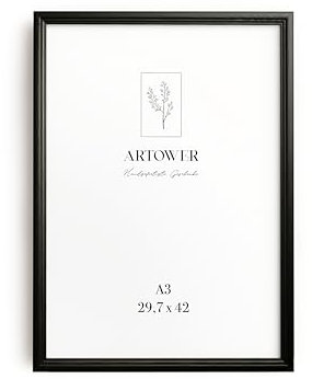 Artower® Bilderrahmen Vintage Schwarz Holz Rahmen für DIN A3 29,7 x 42 cm | Posterrahmen Groß Collage | Picture Frame Vintage Black Wood 30x42 cm | Retro Schmal Bilderrahmen | Schwarz Poster Rahmen