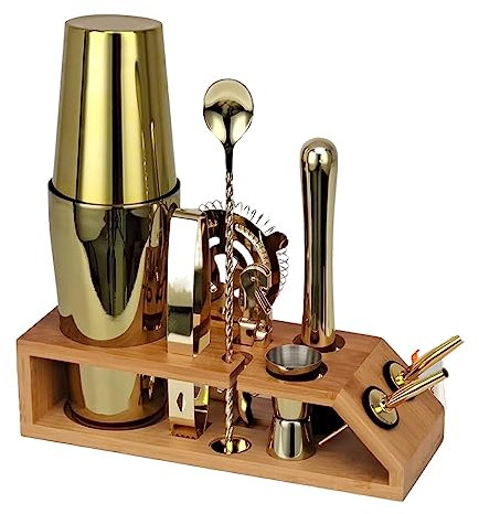 Shaker à Cocktail Ensemble de Cocktail Kit De Barman en Acier Inoxydable De 10 Pièces Boston Shaker Set avec Outils De Barre De Support pour Le Bar À La Maison Shaker Cocktail Shaker Kit Cocktail Set