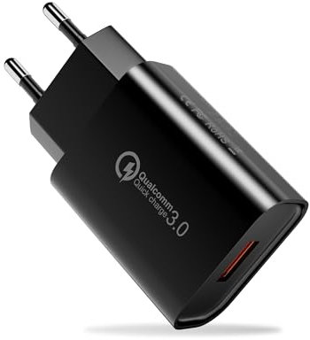 Chargeur Prise USB, 18W Quick Charge 3.0 Chargeur Rapide Adaptateur de Charge Rapide pour Samsung Galaxy S23/S22/S21/S20/S10/S9/S8/A34/A20/A14/Z Flip 3, iPhone 15/14/13/12/11/SE, Huawei, Xiaomi