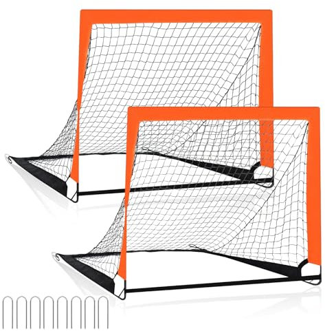 Artanchao - 2er Fußballtor Kinder Set - Faltbar Fussball Tor für Innen- und Aussengebrach - Fußballtor Pop Up für Garten - 120 x 90 x 90 cm