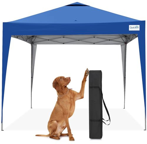 Quictent Auvent Pliable, Tonnelle pliante 3 x 3 m étanche, stable, résistante à l'hiver, système de clic pop-up, protection UV 50+, tente de jardin, tente de fête, chapiteau bleu clair