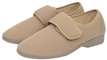 COZSERIES Zapatillas de Casa Hombre Cerradas con Cierre de Velcro Ajustable | Malla Transpirable Antideslizantes | Calzado Comodo Tercera Edad | Talla 39-46 | Color: Beig | Talla: 39 EU