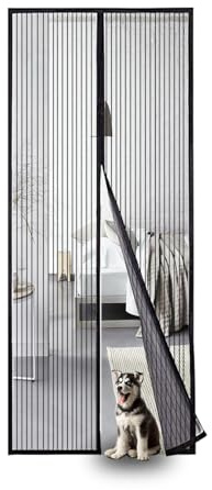 Zanzariera per porta del balcone, montaggio semplice con adesivo, senza forature, magnetica, protezione dagli insetti, ideale per la porta del balcone (Nero, 100 x 200 cm)