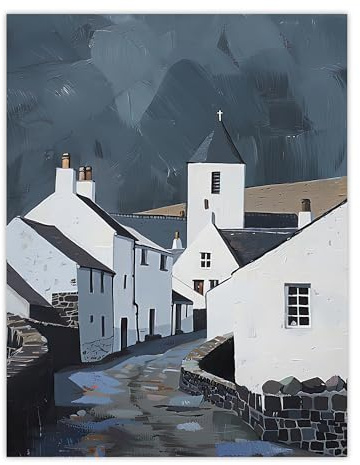 Artery8 Aberdaron Village Oil Painting Wales Timeless Living Room Large Wall Art Poster Print Thick Paper 18X24 Inch