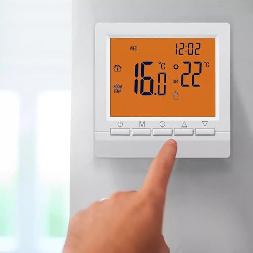 Lecreatekit Termostato Smart Home alimentato a batteria da parete con display LCD, alimentato a batteria, per qualsiasi stanza della casa, risparmio energetico