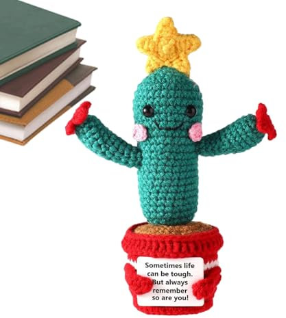Animali all'uncinetto emotivi Cactus - Animali positivi all'uncinetto cactus, bambola di supporto per incoraggiamento | Giocattolo lavorato a maglia per supporto emotivo, bambola stellare con