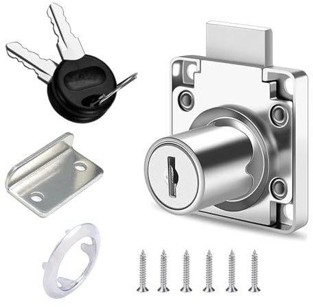Schrankschloss mit Schlüssel, 32mm Schrank Schloss Mit Schlüssel, Rostfreier Stahl Schubladen Schloss, Schrankschloss Möbelschloss mit Schlüssel für Möbel Schränke (Silber)