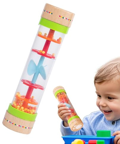 Qfdiwr Tube de hochet de précipitations, bâton de Pluie bébé | Spinner Tube hochet - Apprentissage Son Calming Play Musical Toy pour Tout-Petit bébé Pâques Travel Classroom préscolaire