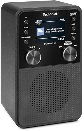 TechniSat DIGITRADIO 317 - Vertikales DAB+ UKW Radio mit Bluetooth Audiostreaming, Radiowecker, Sleeptimer, 2,4 Zoll Farbdisplay, 3 Watt, schwarz