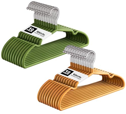 Set da 20 grucce per bambini 29 cm – Acciaio inox antiruggine, impermeabili & antiscivolo, ideali per abbigliamento bambino – Verde avocado & Arancione