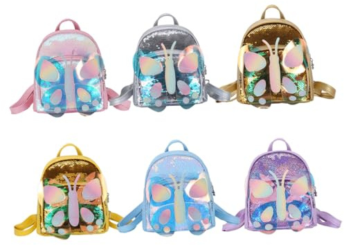 ibasenice Mini Mochila Brillante para Lentejuelas Doradas Mochila Escolar Pequeña y Ligera para Niñas y Bolsa de Viaje con Doble Compartimento y Cierre de Cremallera para Primaria y Uso