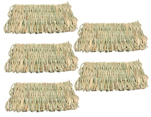 LOLIPPYY Alfombrillas de Paja para Conejos y Hámsteres, 5 Unidades Pequeñas, Esterilla Refrescante y Cálida para Jaulas de Cobayas y Mascotas Pequeñas, Tapete Natural para Juego y Descanso