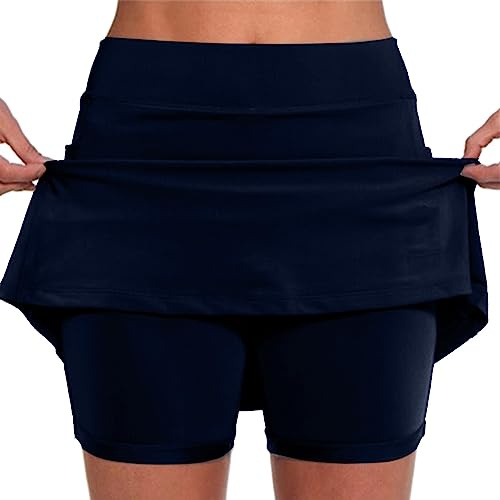 Skorts for Women UK High Waisted 2 in 1 Tennis Skirt Shorts with Pocket Yoga Golf Skort High Waist Workout Summer Casual Skirts Underneath A Line Women Shorts S-5XL