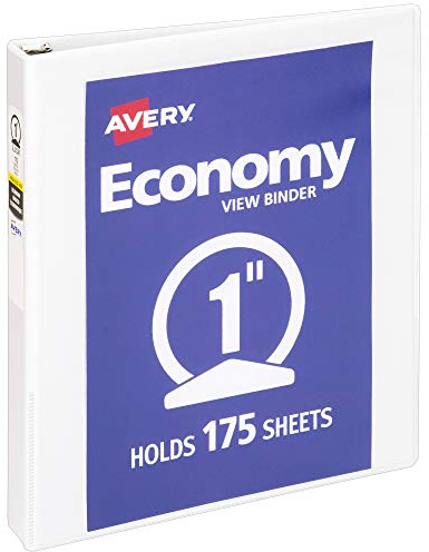 Avery Economy View 3-Ringbuch, 2,5 cm runde Ringe, 1 weißer Ordner (05711)