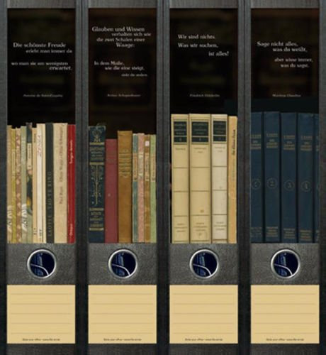 4er Set Ordnerrücken für breite Ordner Bücher 1-4 Lexikon Aufkleber Etiketten Deko AJ 050