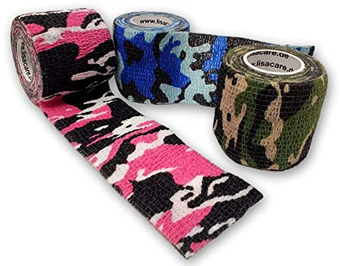 LisaCare® Plaster Bandage, cerotto autoadesivo per dita - senza adesivo e bendaggio elastico, bendaggio di fissaggio, gesso - set di 3-5cm x 4,5m