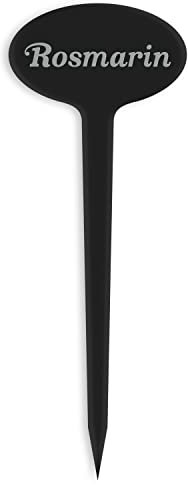 GRAVURZEILE Pflanzenschilder mit Gravur - Rosmarin - Stilvolle Kräuterschilder aus schwarzem Acryl für den Garten - Kräuterstecker geeignet für Beet & Kräutergarten - Farbe: Rosmarin