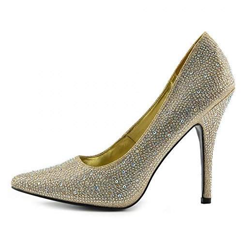 Bismaa Mens Womens Drag Queen Cross Dresser HIGH Heel Pointy Toe Court Shoes Big Sizes UK 9,10,11,12 (UK 11/EU 45, Gold Glitter)