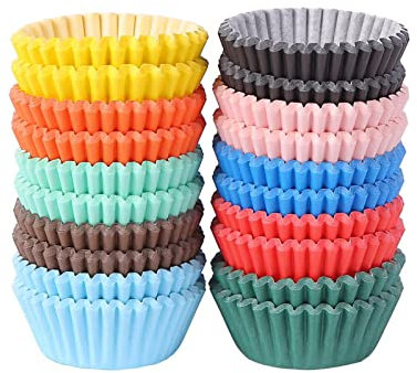Miss Bakery's House® Lot de 500 mini moules à muffins standard - Ø 32 mm x 20 mm - Colorés - Lot de 500 moules en papier - Cupcakes, muffins et chocolats