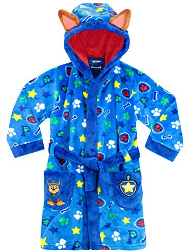 Paw Patrol Robe de Chambre | Peignoir Enfant Pat Patrouille Chase | Peignoir Polaire Garçon - Bleu - 6-7 Ans