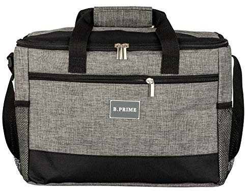 B.PRIME 20L Kühltasche Classic GRAU I 36x26x22cm I Isoliertasche I Lunch-Tasche I Kühlbox I Picknick-Tasche I Eistasche I Campingtasche I Picknick I Outdoor I Reisen I Einkauf I Auto