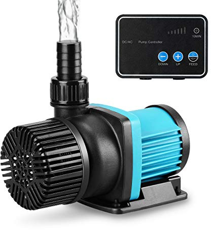 JEREPET 1250gph Aquarium 24V DC Water Pump with Controller, Submersible and Inline Return Pump for Fish Tank,Aquariums,Fountains,Sump,Hydroponic,Pond,Freshwater and Marine Water Use (32W,13.1FT)