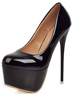 DQS Plate-Forme Talons Chaussures de Mariage Femme Sexy Talons Hauts Minces 16 cm Pompes Femmes en Cuir Verni Dames Chaussures